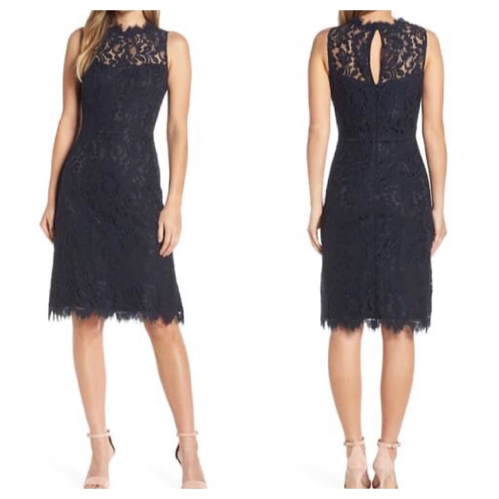 NWT Eliza J High Neck Lace Sheath Dress Size 6